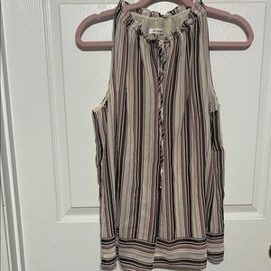 Max Studio Black and Cream Striped Blouse